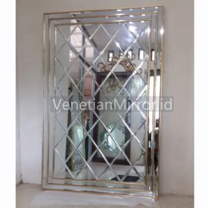 Large Gold-Framed Beveled Mirror