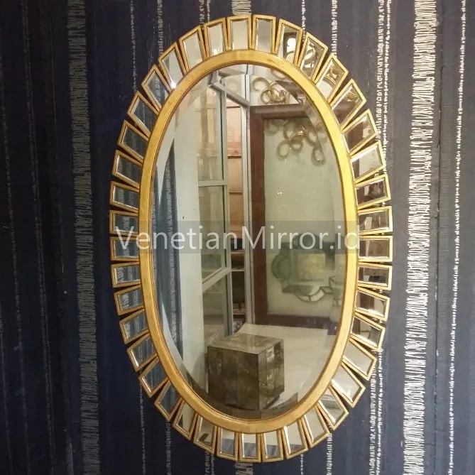 VM 004577 Wall Mirror Oval Gold leaf Frameless