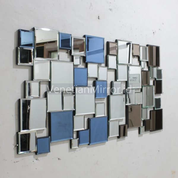 VM 004643 Mosaic Wall Mirror Silver Blue