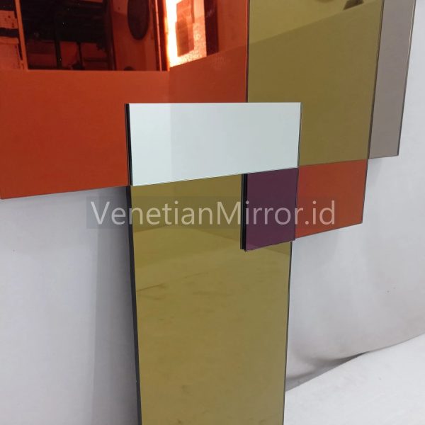 VM 004650 Modern Wall Mirror Decor Gold Red Brown Purple Silver