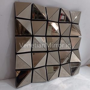 Modern Brown Square 3D Glass Wall Mirror - VM 004662