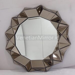 VM 004663 Round Mirror 3D Diamond Brown