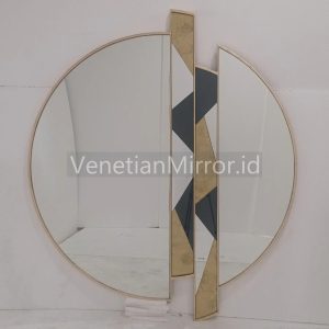 VM 004676 Round Wall Mirror Beaded Gold Decorative