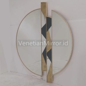 VM 004676 Round Wall Mirror Beaded Gold Decorative