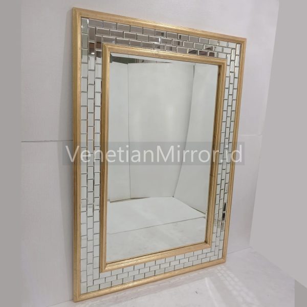 VM 004692 Rectangle Wall Mirror Beaded Gold