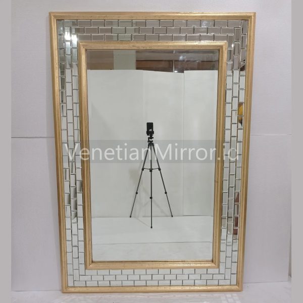 VM 004692 Rectangle Wall Mirror Beaded Gold