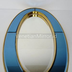 VM 004698 Oval Mirror Blue Brass Antique