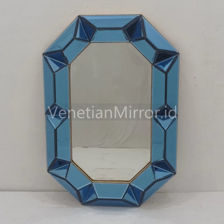 VM 004707 Modern Mirror Blue Frame Gold