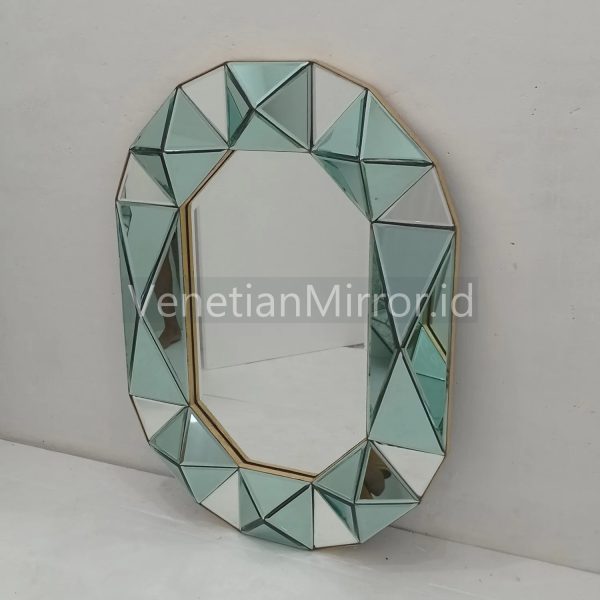 VM 004710 Octagonal 3D Wall Mirror Green