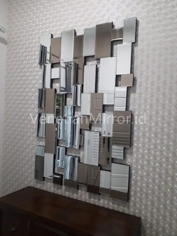 VM 004743 Mosaic Wall Mirror Silver Brown