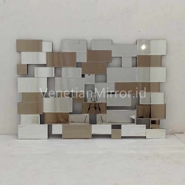 VM 004743 Mosaic Wall Mirror Silver Brown