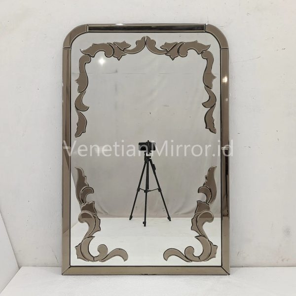 VM 004744 Inlay Brown Silver Rectangular Mirror
