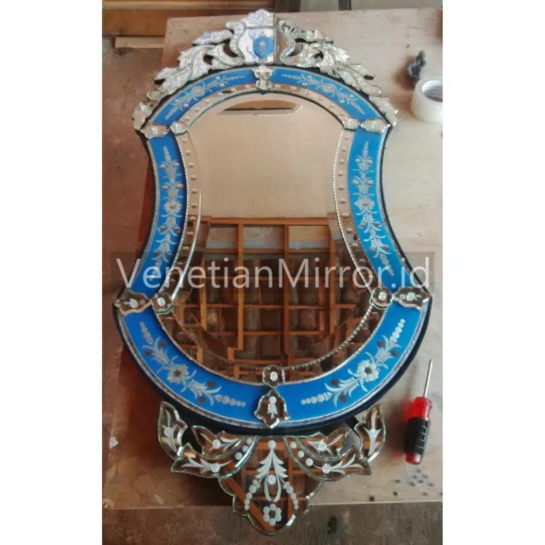 Wholesale Large Venetian Glass Wall Mirror with Blue Color Frame