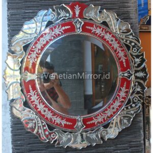 VM 005044 Venetian Mirror Round Red