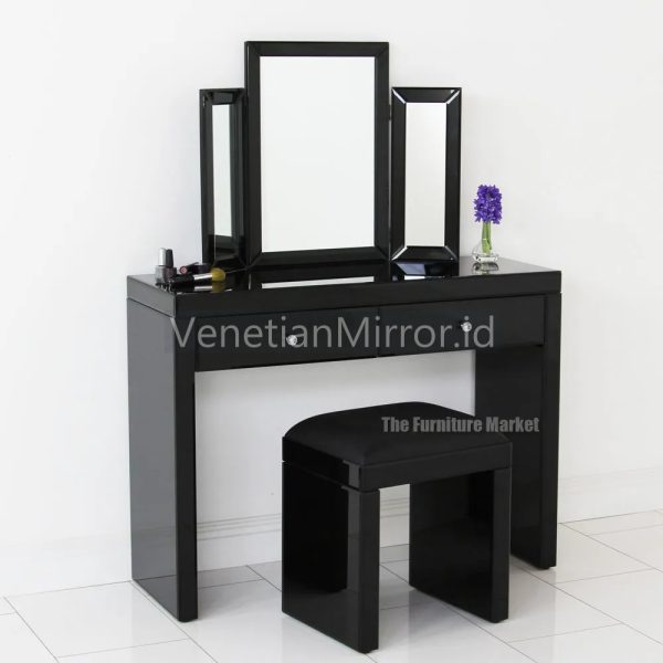 VM 006240 Black Mirrored Glass Dressing Table Main
