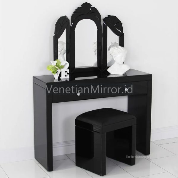 VM 006242 Venetian Black Floral Dressing Table Mirror