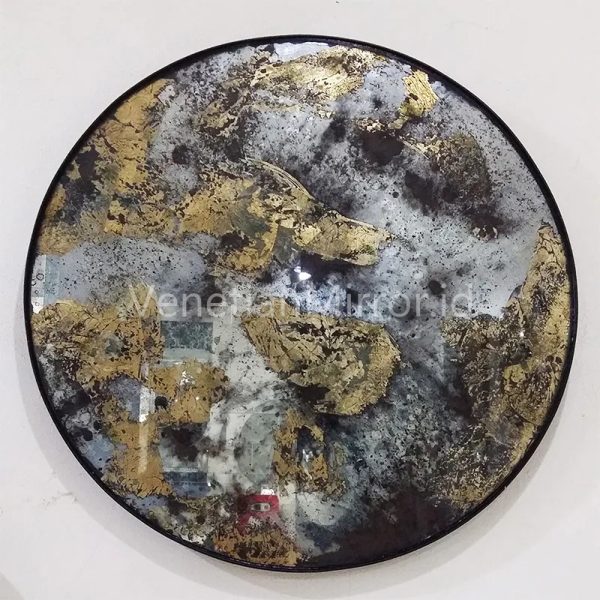 VM 018006 Round Mirror Gold Leaf Antique