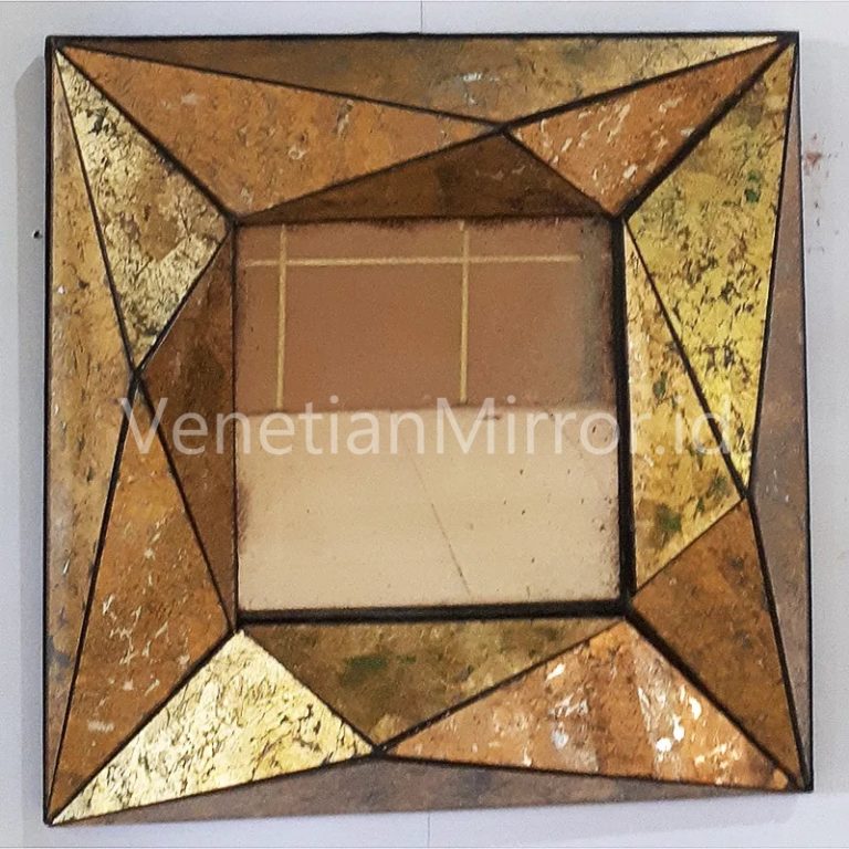 VM 018033 3D Square Gold Leaf Mirror