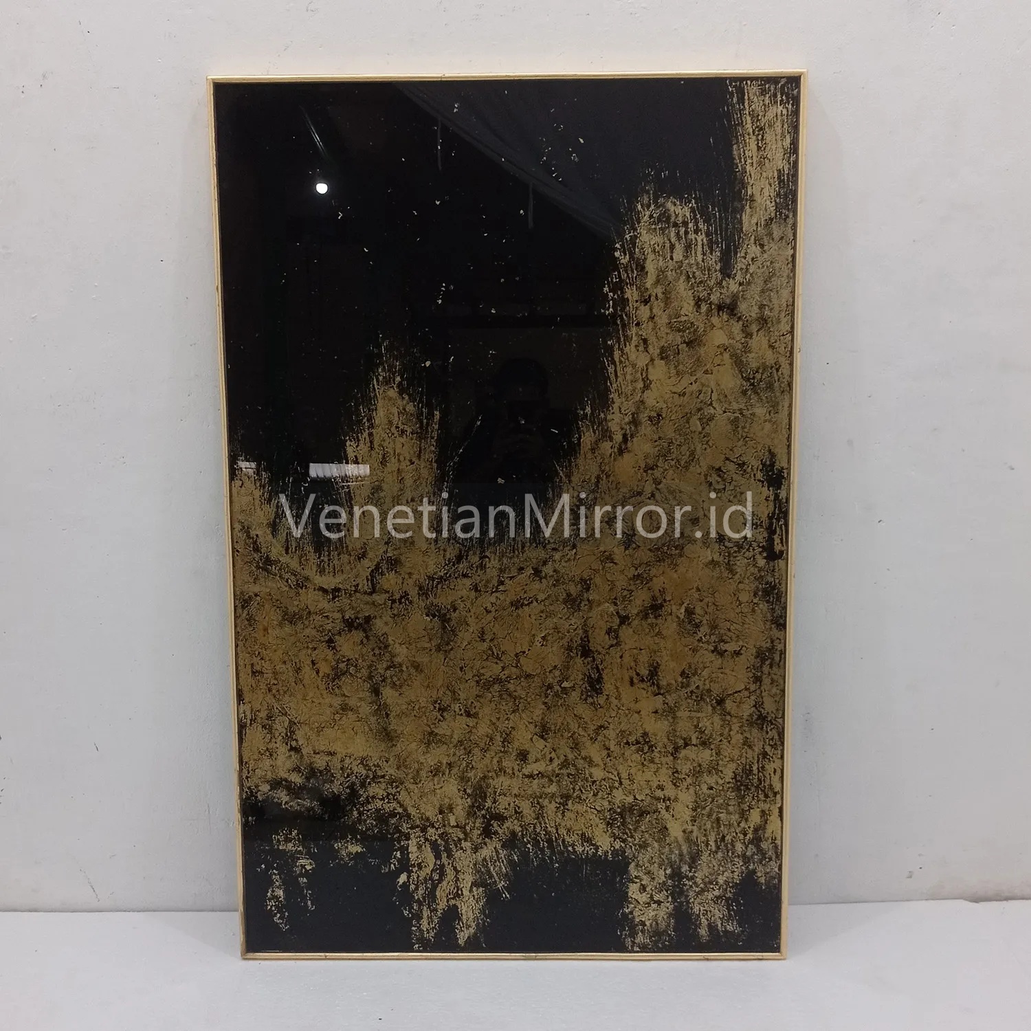 Black Frame Gold Leaf Wall Mirror - Indonesia Exporter