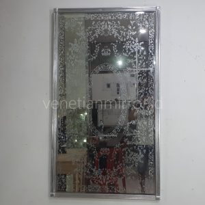 Égloisé Silver Acid Mirror - Rectangular with Intricate Etched Patterns