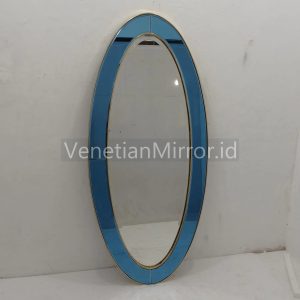 VM 004698 Oval Mirror Blue Brass Antique