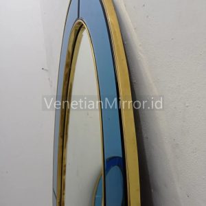 VM 004698 Oval Mirror Blue Brass Antique